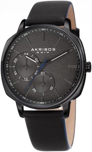 Akribos XXIV Miesten kello AK1022BK Multi-Function Musta/Nahka Ø42 mm