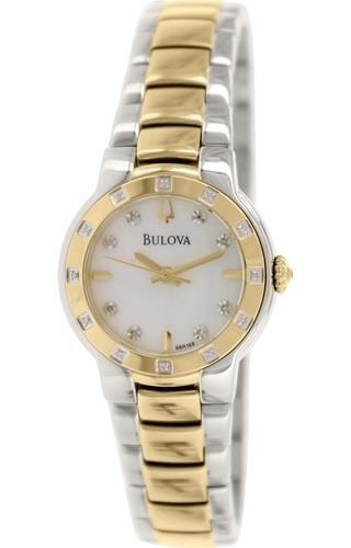 Bulova Naisten kello 98R168 Diamond Valkoinen/Kullansävytetty teräs