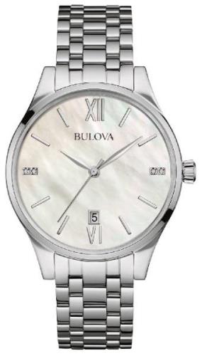 Bulova Naisten kello 96S161 Diamond Valkoinen/Teräs Ø36 mm