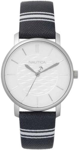 Nautica Naisten kello NAPCGS001 Valkoinen/Nahka Ø36 mm