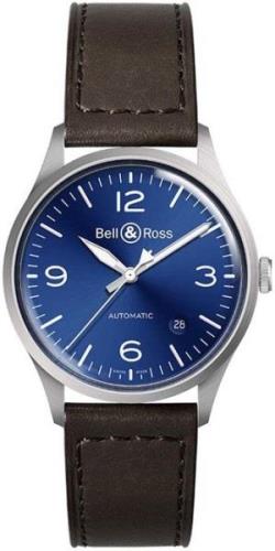 Bell & Ross BR-V1-92-BLUE-STEEL Vintage Sininen/Nahka Ø38.5 mm