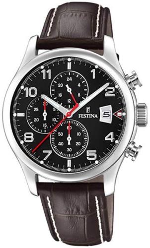 Festina Miesten kello F20375-6 Musta/Nahka Ø43 mm