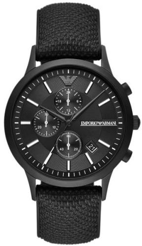 Emporio Armani Miesten kello AR11457 Renato Musta/Tekstiili Ø43 mm