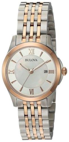 Bulova Naisten kello 98M125 Valkoinen/Punakultasävyinen Ø27 mm