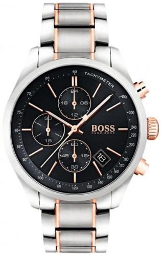 Hugo Boss Miesten kello 1513473 Chronograph Musta/Punakultasävyinen