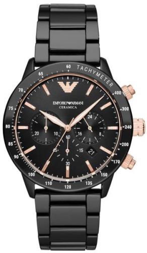 Emporio Armani Miesten kello AR70002 Mario Musta/Keraaminen Ø43 mm