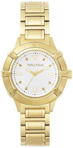 Nautica Naisten kello NAPCPR004 Dress Valkoinen/Kullansävytetty