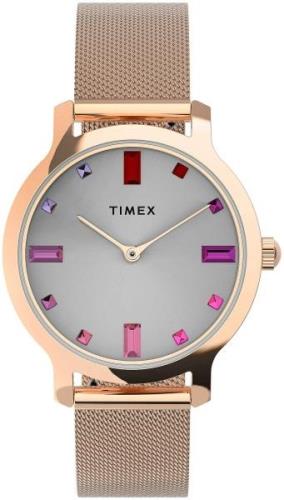 Timex Naisten kello TW2U87000 Transcend Hopea/Punakultasävyinen Ø31