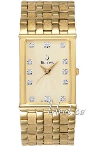 Bulova Miesten kello 97F52 Diamond Samppanja/Kullansävytetty teräs