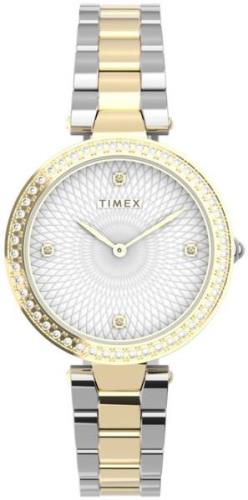 Timex Naisten kello TW2V24500 City Valkoinen/Kullansävytetty teräs