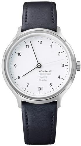 Mondaine Naisten kello MH1.R1210.LB Helvetica Valkoinen/Nahka Ø34 mm