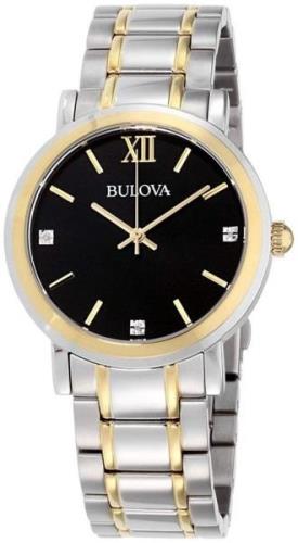 Bulova Miesten kello 98D138 Diamond Musta/Kullansävytetty teräs