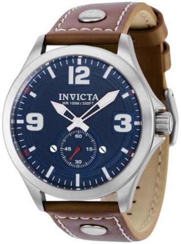 Invicta Miesten kello 39185 Aviator Sininen/Nahka Ø44 mm