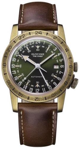 Glycine Miesten kello GL0307 Airman Vintage Vihreä/Nahka Ø40 mm