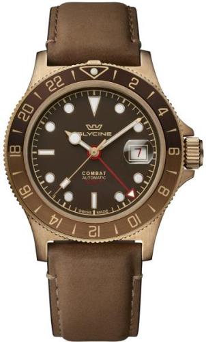 Glycine Miesten kello GL0316 Combat Sub Ruskea/Nahka Ø42 mm