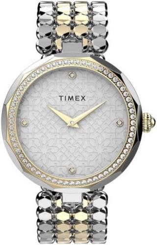 Timex Naisten kello TW2V02700 Asheville Valkoinen/Kullansävytetty