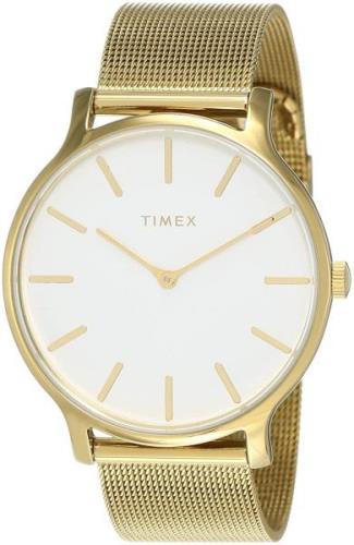 Timex Naisten kello TW2T74100 Valkoinen/Kullansävytetty teräs Ø38