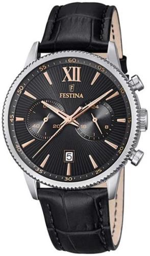 Festina Miesten kello F16893-C Musta/Nahka Ø45 mm