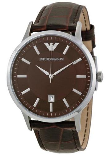 Emporio Armani Miesten kello AR2413 Dress Ruskea/Nahka Ø43 mm