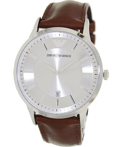 Emporio Armani Miesten kello AR2463 Dress Hopea/Nahka Ø43 mm