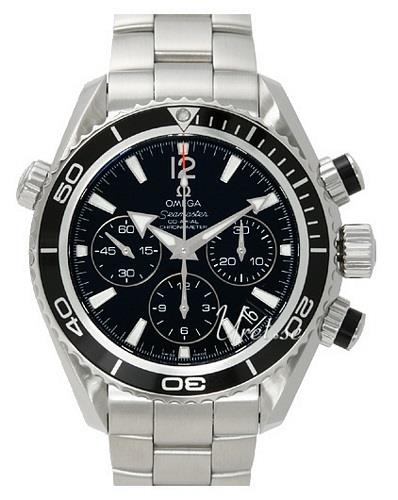 Omega 222.30.38.50.01.001 Seamaster Planet Ocean Chrono Musta/Teräs