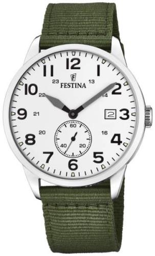 Festina Retro Miesten kello F20347-1 Valkoinen/Tekstiili Ø42 mm