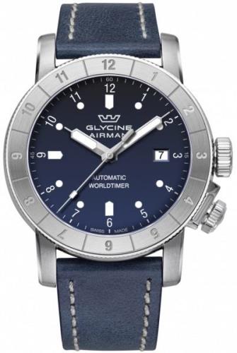 Glycine Airman Miesten kello GL0062 Sininen/Nahka Ø42 mm