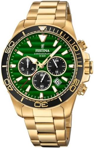 Festina 99999 Miesten kello F20364-4 Vihreä/Kullansävytetty teräs