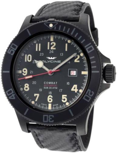 Glycine Combat Miesten kello GL0241 Musta/Nahka Ø48 mm