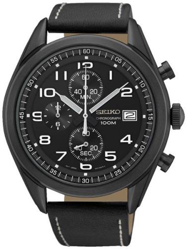 Seiko Chronograph Miesten kello SSB277P1 Musta/Nahka Ø45 mm