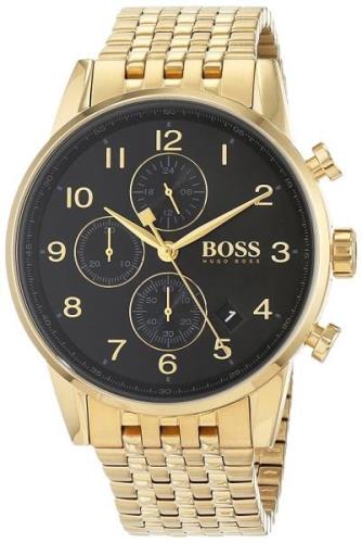 Hugo Boss Miesten kello 1513531 Chronograph Musta/Kullansävytetty