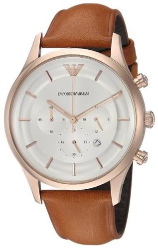 Emporio Armani Miesten kello AR11043 Hopea/Nahka Ø43 mm