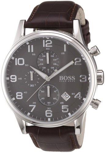 Hugo Boss Miesten kello 1512570 Aeroliner Harmaa/Nahka Ø44 mm