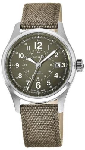 Hamilton Miesten kello H70595963 Khaki Vihreä/Nahka Ø40 mm