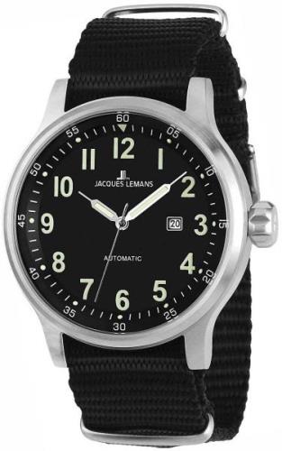 Jacques Lemans Miesten kello 1-1723C Porto Musta/Tekstiili Ø48 mm