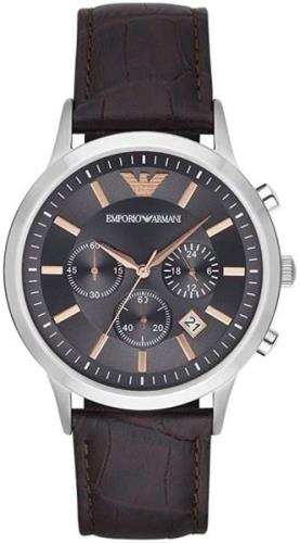 Emporio Armani Miesten kello AR2513 Renato Musta/Nahka Ø43 mm