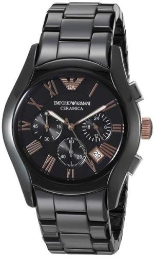 Emporio Armani Miesten kello AR1410 Dress Musta/Keraaminen Ø42 mm