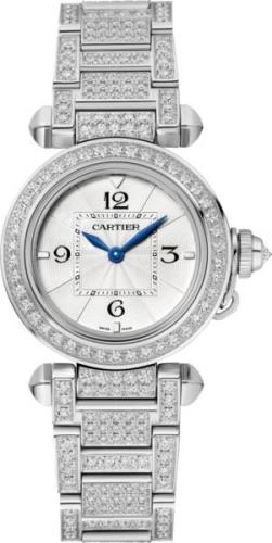 Cartier Naisten kello WJPA0019 Pasha De Valkoinen/Timanteilla Ø30 mm