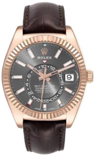 Rolex Miesten kello 326135-0008 Sky-Dweller Harmaa/Nahka Ø42 mm