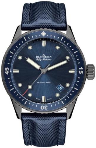 Blancpain Miesten kello 5200-0240-O52A Fifty Fathoms Sininen/Nahka