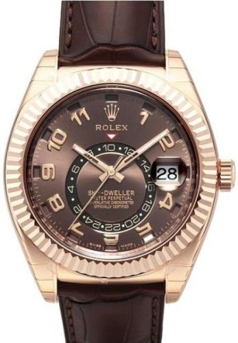 Rolex Miesten kello 326135-0001 Sky-Dweller Ruskea/Nahka Ø42 mm