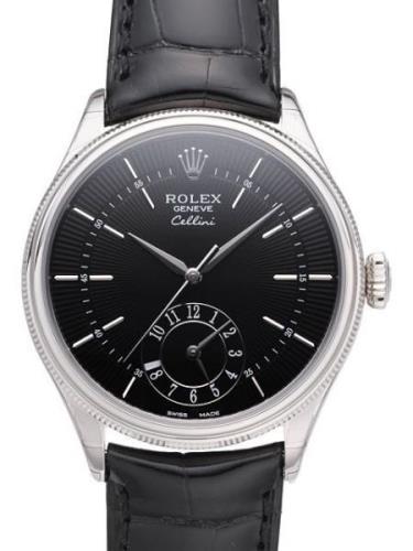 Rolex Miesten kello 50529-0007 Cellini Dual Time Musta/Nahka Ø39 mm