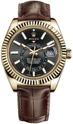 Rolex Miesten kello 326138-0008 Sky-Dweller Musta/Nahka Ø42 mm