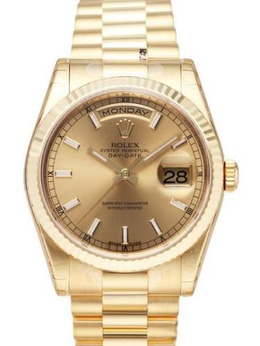 Rolex Miesten kello 118238-0103 Day-Date Samppanja/18K keltakultaa