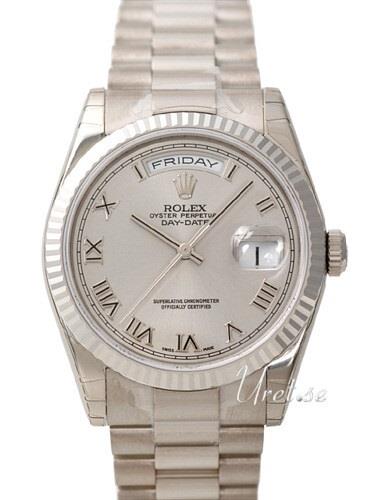 Rolex Miesten kello 118239-0082 Day-Date Hopea/18K valkokultaa Ø36 mm