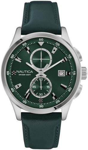 Nautica Miesten kello NAD16555G Vihreä/Nahka Ø44 mm