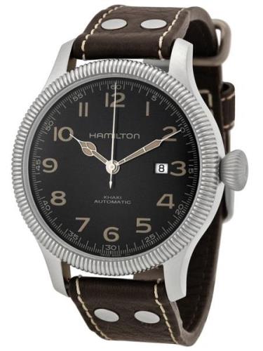 Hamilton Miesten kello H60515533 Khaki Field Musta/Nahka Ø45 mm