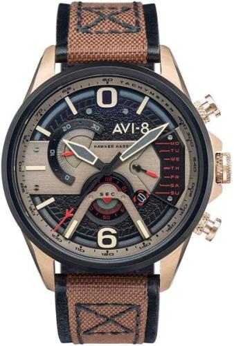 AVI-8 Miesten kello AV-4056-06 Hawker Harrier Ii Musta/Nahka Ø44 mm