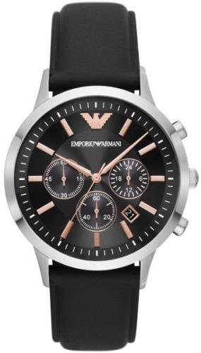 Emporio Armani Miesten kello AR11431 Renato Musta/Nahka Ø43 mm