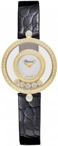 Chopard Naisten kello 203957-0201 Happy Diamonds Valkoinen/Nahka Ø24